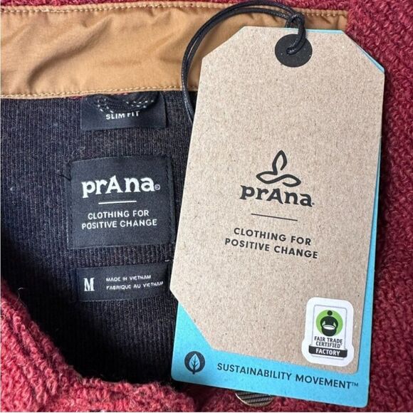 NWT Prana IncrediWool Overshirt Rust Heather Dark Red Size M - Picture 3 of 11